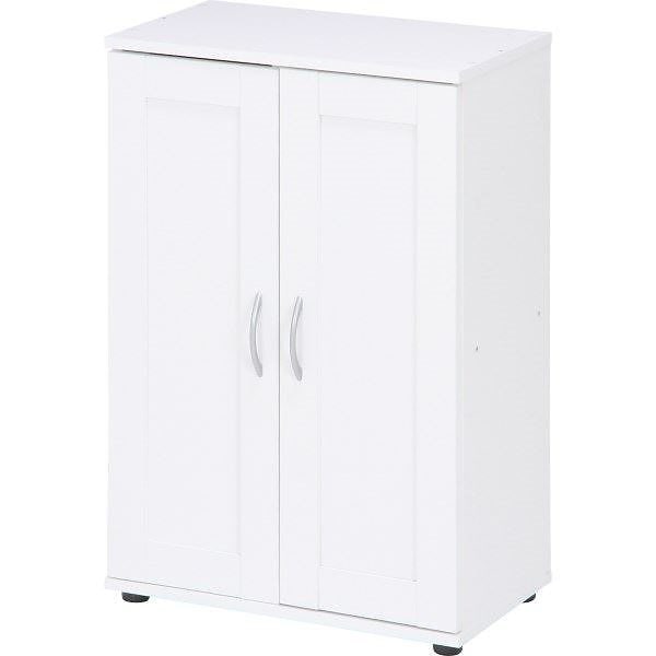 シューズラック/下駄箱 [ホワイト] 幅60cm 上下連結可 棚板5枚 取っ手付き扉 脚付き