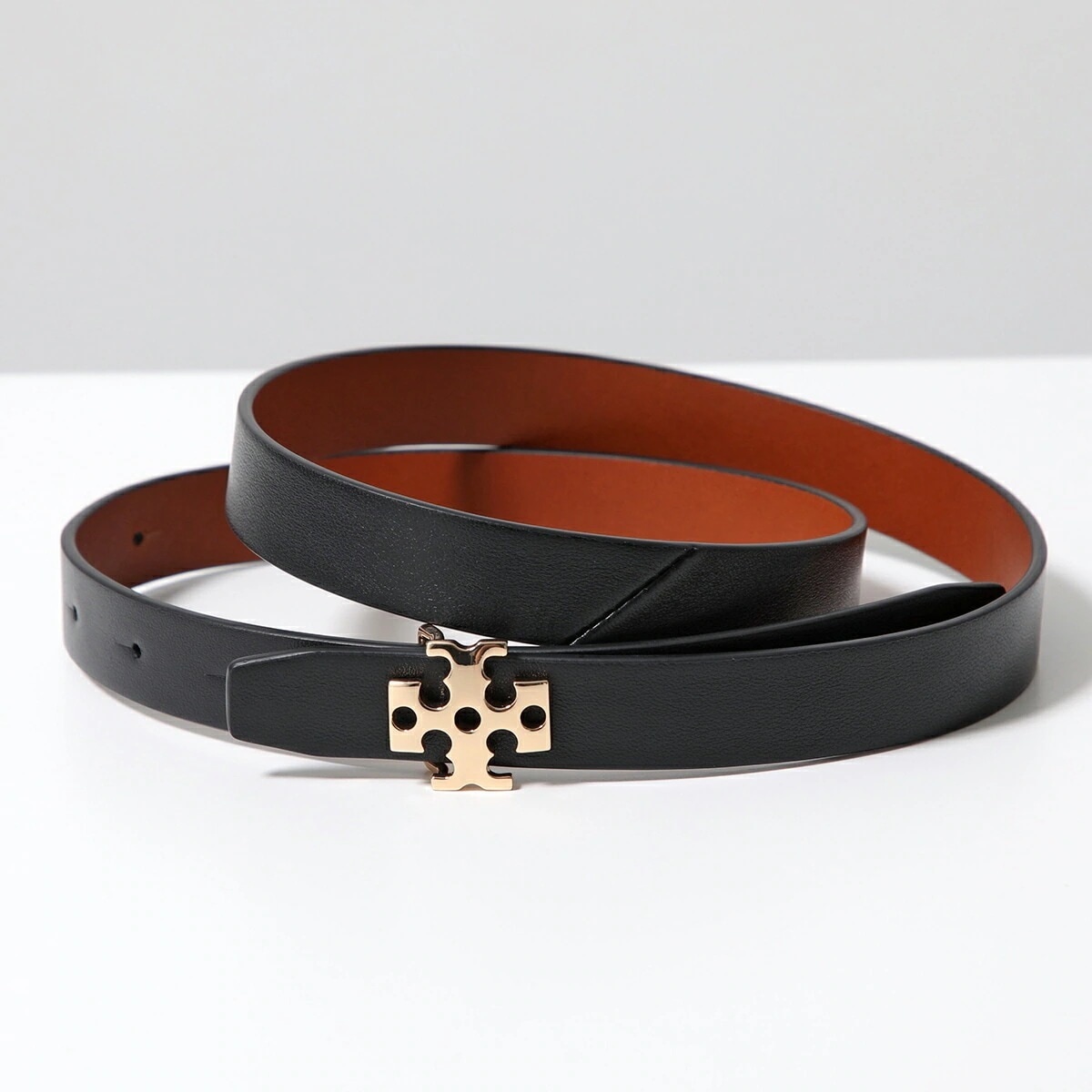 TORY BURCH トリーバーチ ナローベルト LOGO BELT ロゴ 157857 レディース ダブルT レザー リバーシブル BLACK/001