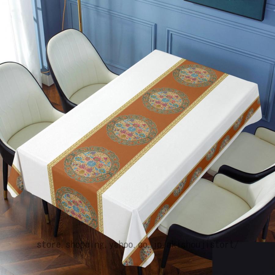 和柄 テーブルクロス 撥水 ビニール 正方形 エスニック レトロ 中華風 耐水 おしゃれ お洒落 リビング ダイニング かわいい 可愛い