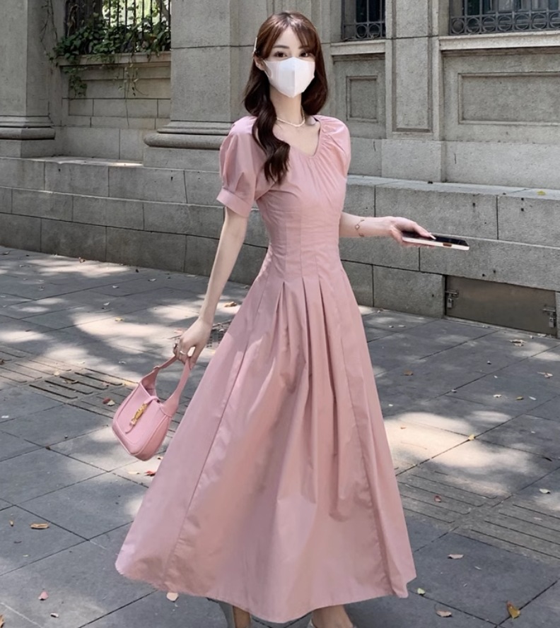 ワンピース デート モテアイテム フレアワンピース 半袖 ボリュームスリーブ コットン 大人可愛い きれいめ 上品 おしゃれ かっこいい 大人可愛い ラブリー キュート ガーリー クール モード系