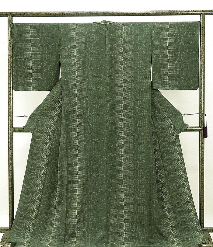 単衣 小紋 新品仕立済 正絹 霰幾何模様 身丈166cm 裄丈68cm 小紋 新品 仕立て上がり 着物 wc1190