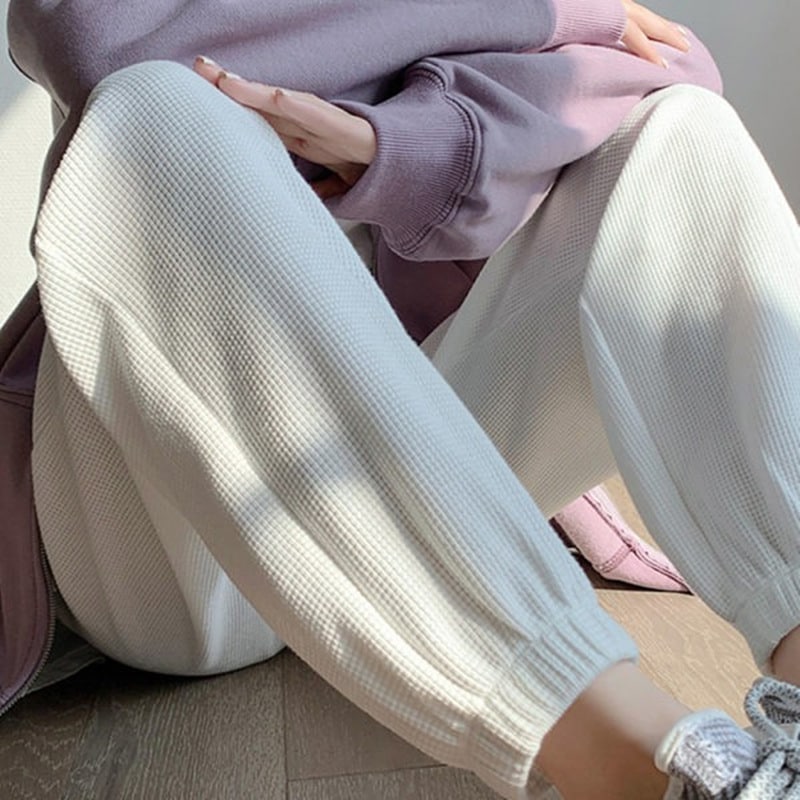 ジョガーパンツレディース裏起毛あったかワッフルスウェットパンツイージーパンツスポーツウェアルームウェアカジュアルジョギング