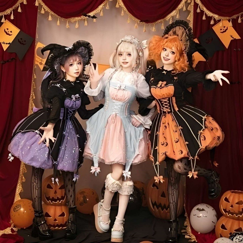 無料！ 大人気 ハロウィン衣装 セクシーかわいいコスプレ ロリータ ワンピース レディース ハロウィン ロリータ セット かぼちゃ ワンピース 欧米風 メガ割