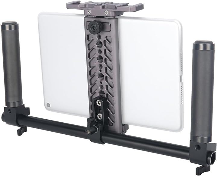 タブレット用三脚ホルダー グリップキット アルミ製 革ハンドル付き iPad Pro/iPad Air/iPad/iPad Miniに適用 タブレットアダプター 三脚用 ipadホルダー