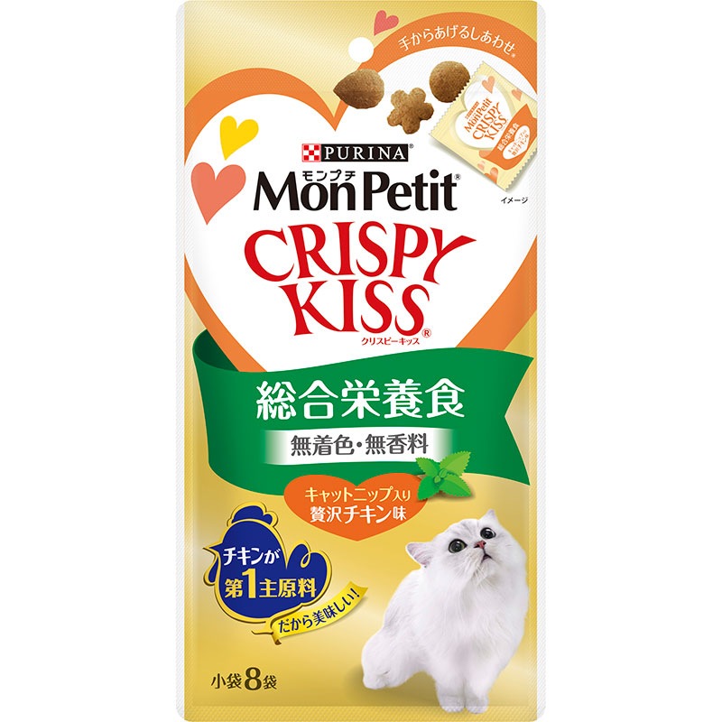 （まとめ買い）モンプチ クリスピーキッス 総合栄養食 キャットニップ入り贅沢チキン味 24gx30 猫用おやつ [x20]