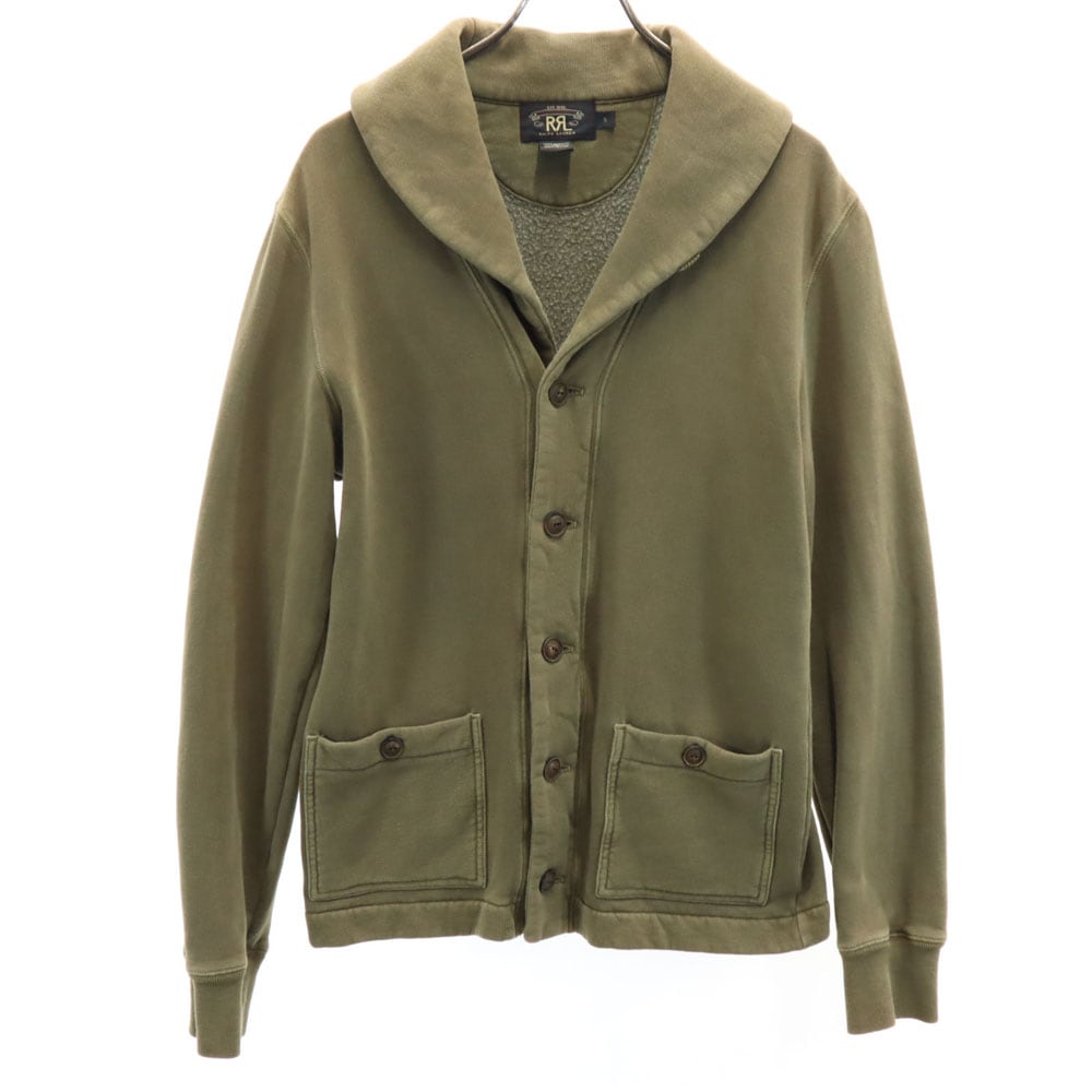 長袖 ショールカラー スウェット カーディガン S カーキブラウン RALPH LAUREN ラルフローレン ヴィンテージ加工 メンズ