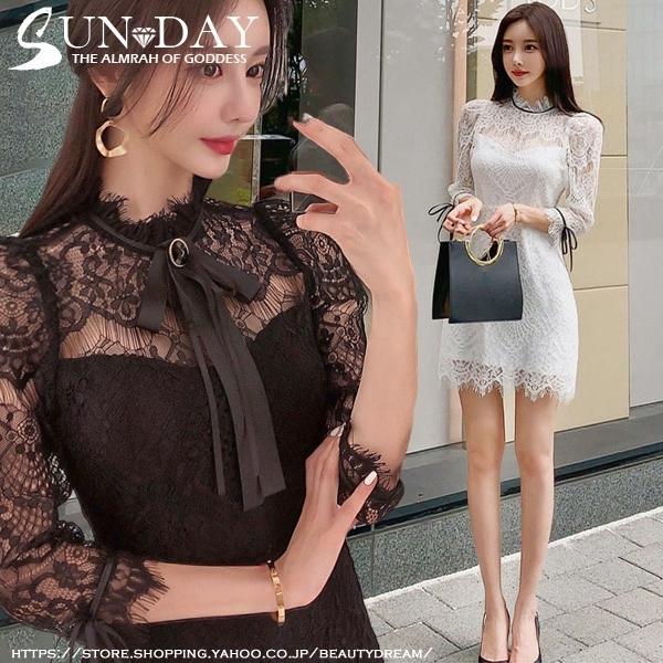 【即納】ワンピースレディース キャバドレス ドレス ワンピース七袖 通勤 お呼ばれ 20代30代40代 キャバクラ ミニ丈 透かし彫レース