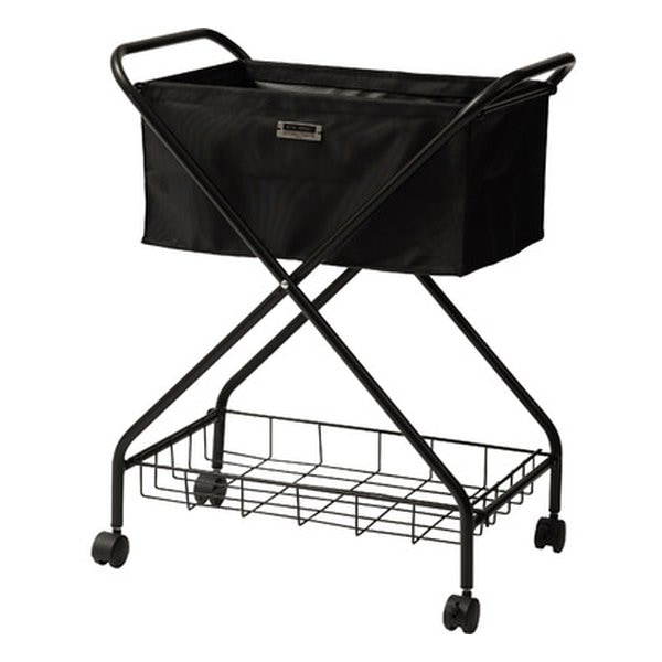 フォールディング バスケットワゴン ブラック 幅52.5×奥行き35×高さ66cm MIP-83BK