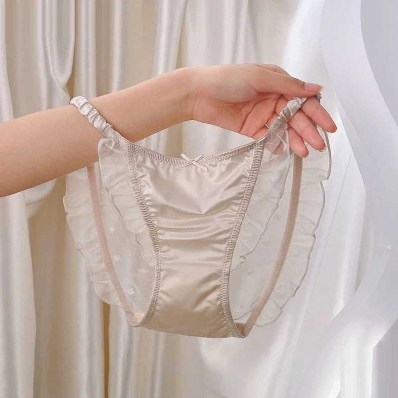 セット売りショーツ 3点セット 新作 ins純欲細レースパンツローウエスト氷糸透明網糸綿股間三角パンツ