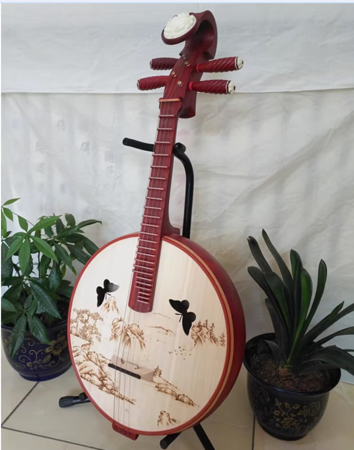 阮 中型 柄模様 プロの演奏 中国の弦楽器