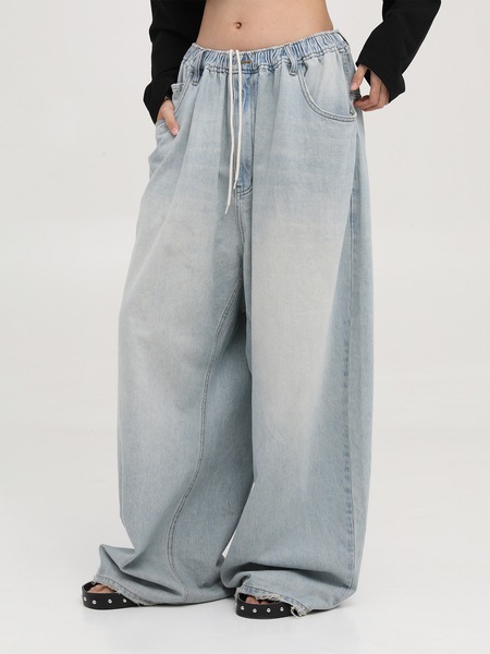 新しいカスタムメイドのファットマン ルーズ ストレートレッグ フロアレングス ジーンズ