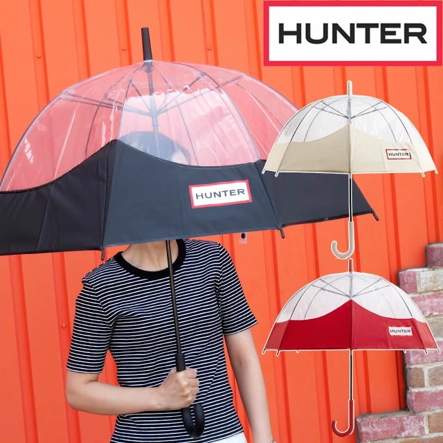 ハンター 傘 かさ メンズ UAU7029UPM トランスペアレント マスタッシュ バブル アンブレラ レディース RAIN 雨 梅雨 レイン 雨具 黒 クリーム 赤送料無料