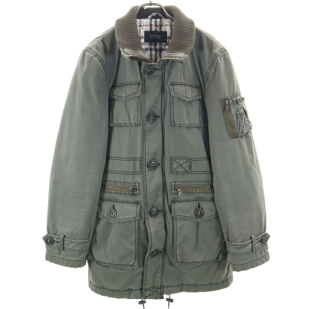 BURBERRY BLACK LABEL バーバリーブラックレーベル ミリタリージャケット LL カーキ 三陽商会 メンズ 古着 15,187円