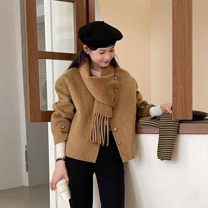 秋服 レディース ファッション オシャレ カワイイ シンプル 大人カワイイ 大きいサイズ 服 コート スカーフ ウール カジュアル