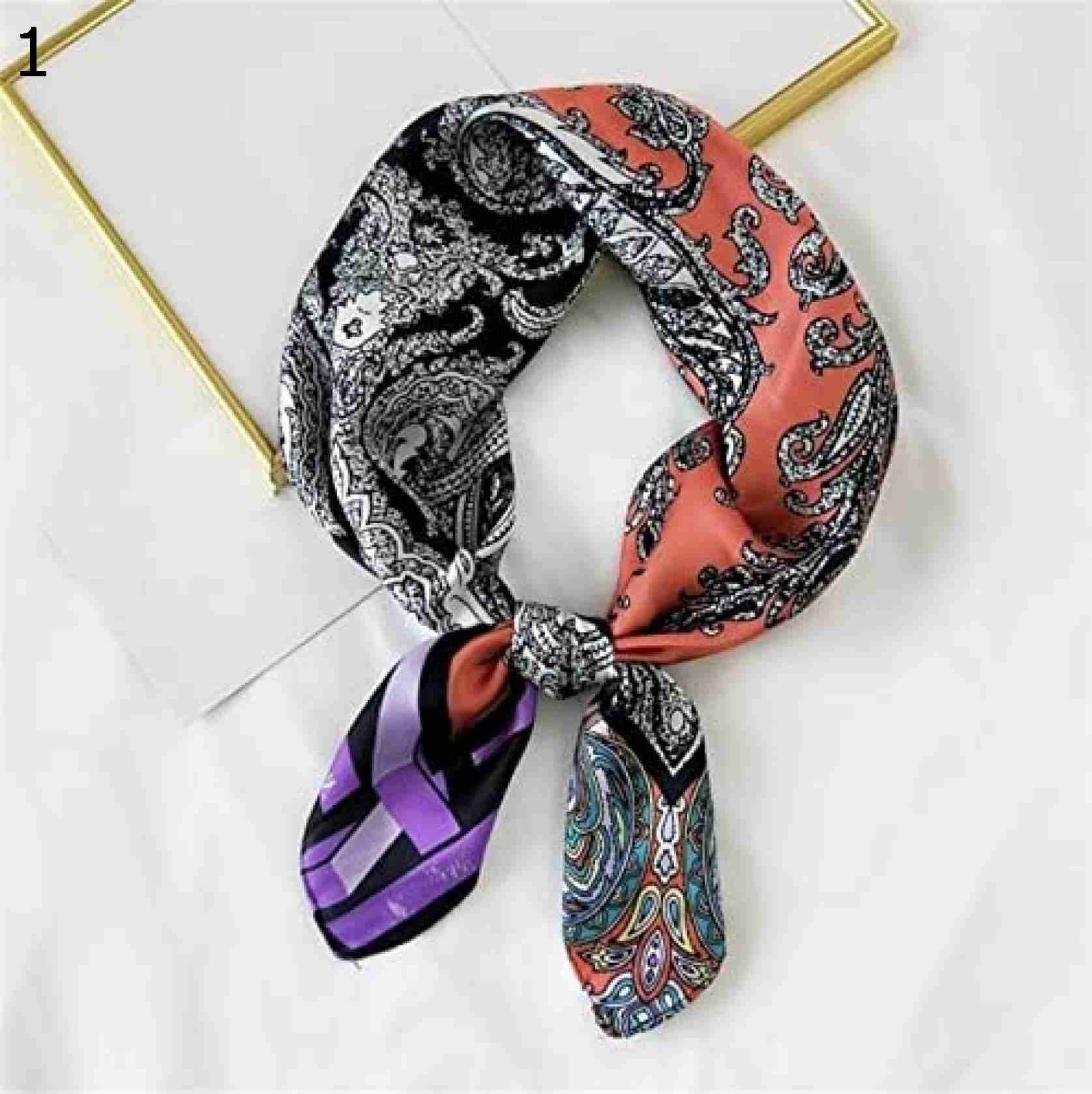 【20%OFFクーポン～】魅力的なカシュー プリント ヘッドバンド女の子の女性のためのの髪のスカーフ多機能カジュアルな小さな正方形の頭のスカーフ スカーフ (Color : Purple Size