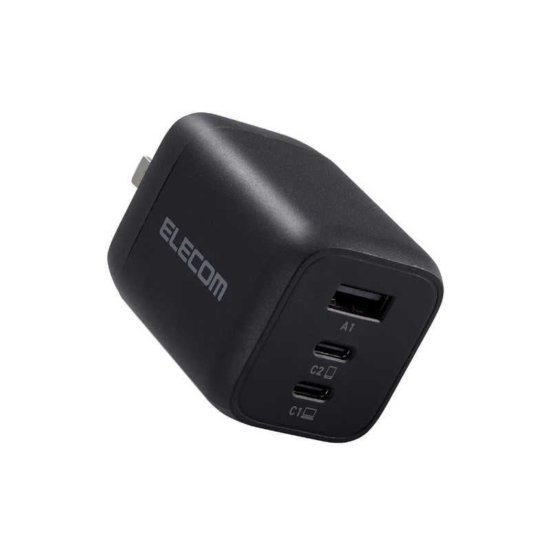 エレコム　ELECOM　USB TypeC 充電器 PD PPS対応 合計出力 65W Type C ×2 USB A ×1 折りたたみプラグ 小型 軽量 ブラック 　MPA-ACCP4465BK