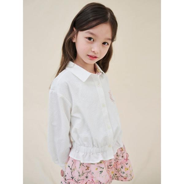 [BEANPOLE KIDS] [再発行] フラワーグラフィックポイントシアサッカーシャツ アイボリー (BI5264G010)