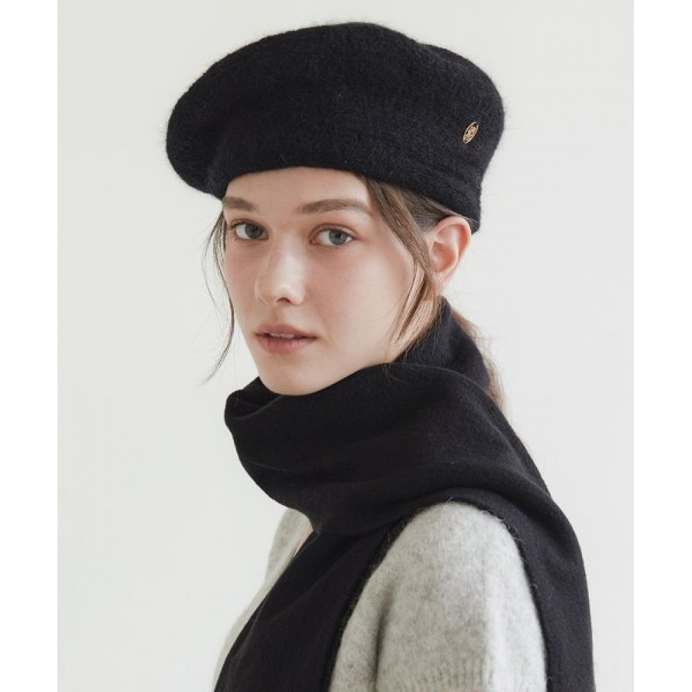 HALDEN アンゴラベレー帽 ロゴペンダント C031_black