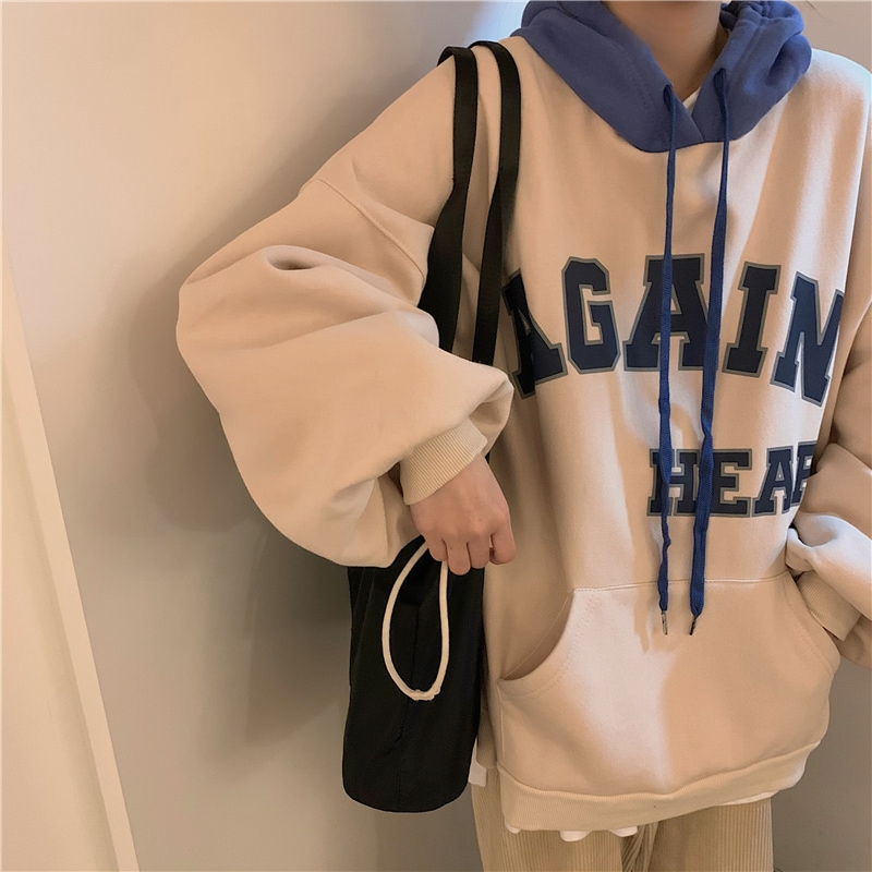 オーバートレーナー フード付き ピンク アイボリー トップス プルオーバー パーカー トレーナー