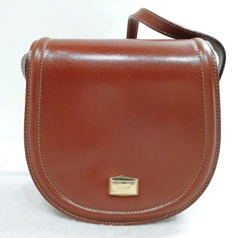 【中古】BALLY バリー ブラウン×レザー ショルダーバッグ 1041-97