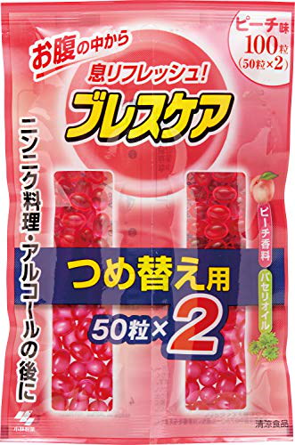 他サイト： ブレスケアピーチつめ替用 2パック 100粒 小林製薬の商品画像