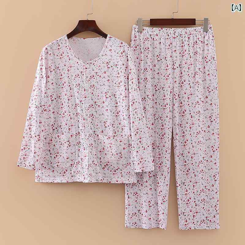 ルームウェア 部屋着 レディース 長袖 婦人 ミセス 高齢者 綿 大きめ サイズ スーツ 春夏 パジャマ 薄手 家庭 服