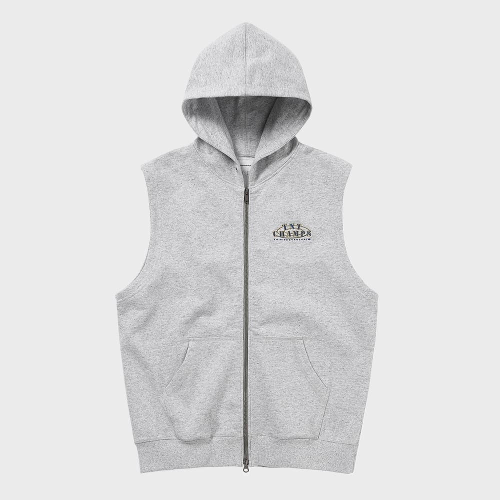 ディスイーズネバーザー Sleeveless Zip Up Hoodie ヘザーグレー