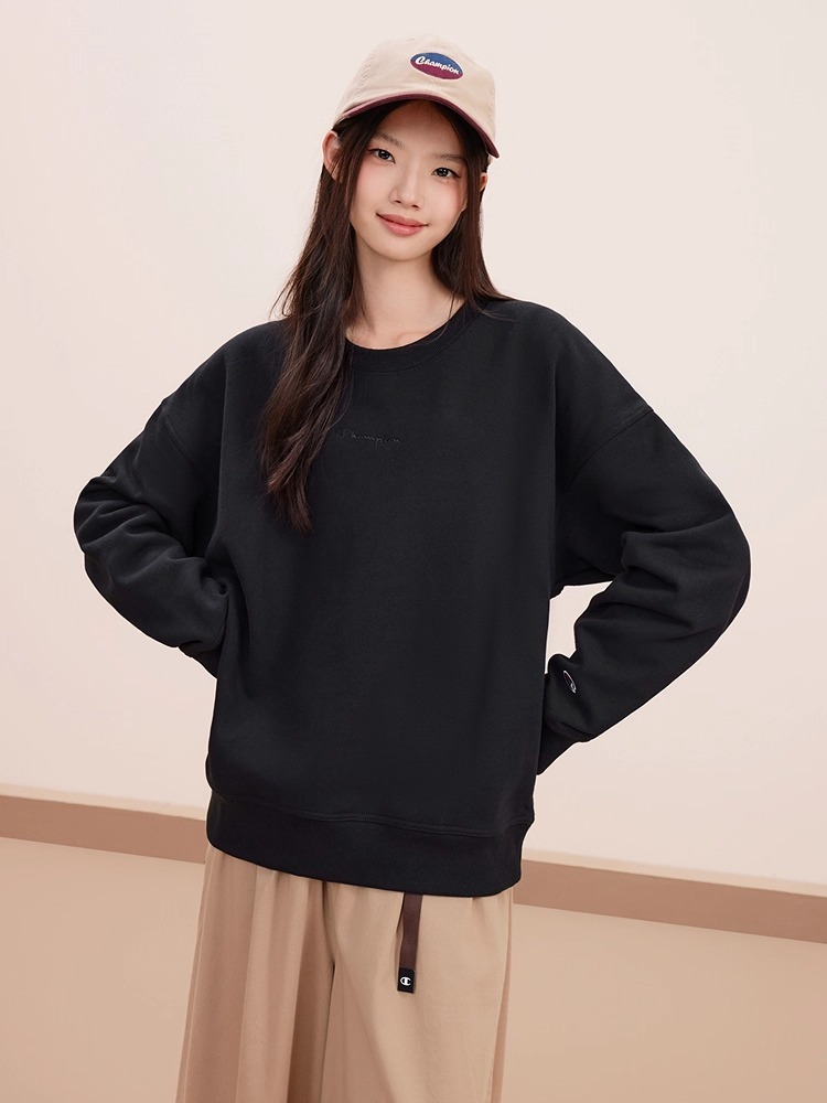 レディース トップス スウェット 長袖 ラウンドネック ストレート オーバーサイズ ストリート アメカジ 厚手 ベルベット 大人可愛い シンプル カジュアル おしゃれ かっこいい こなれ感 ラフ