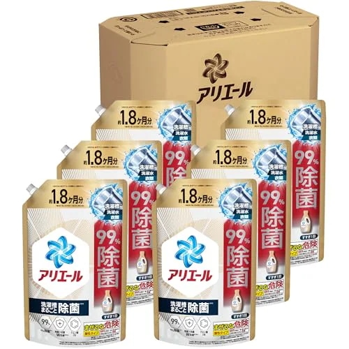 アリエール 洗濯洗剤 液体 超抗菌プレミアム 洗濯槽まるごと除菌 スッキリひかえめな香り 詰め替え 1400g×6袋 [ケース品]