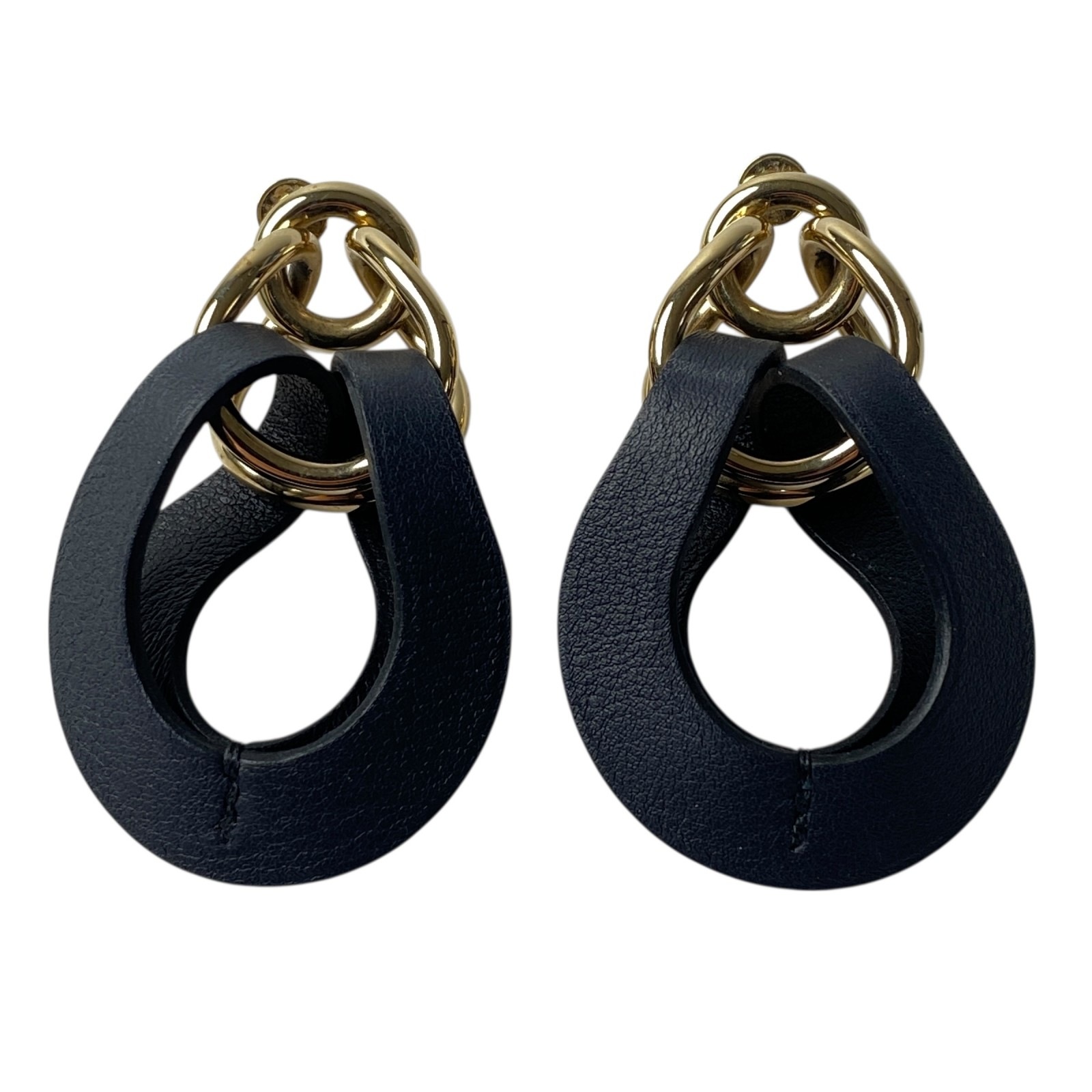 エルメス HERMES レディース ヴィルヴォルト レザー ゴールド ピアス GD0212