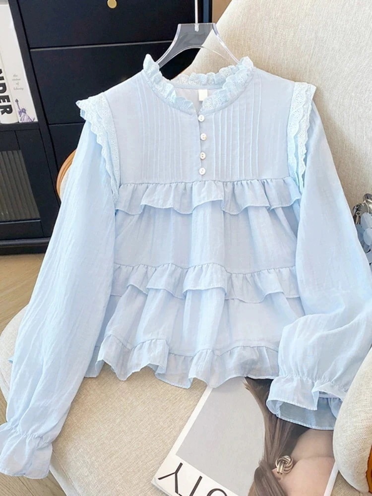 (最安値保証) 今買いたいが特売！レディース デザイ感ブラウス ゆるブラウス 春 秋 トップス 切り替えブラウス 人気 デザイ感 ゆるブラウス 春 秋 トップス 切り替えブラウス 長袖レースシフォンシ