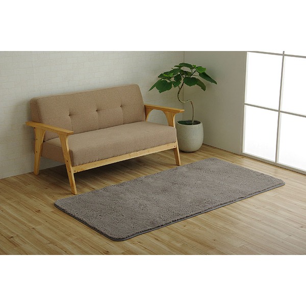 ラグ マット 絨毯 約90x185cm 約1畳 グレー 洗える 長方形 滑りにくい 無地 床暖房 ホットカーペット対応 オールシーズン