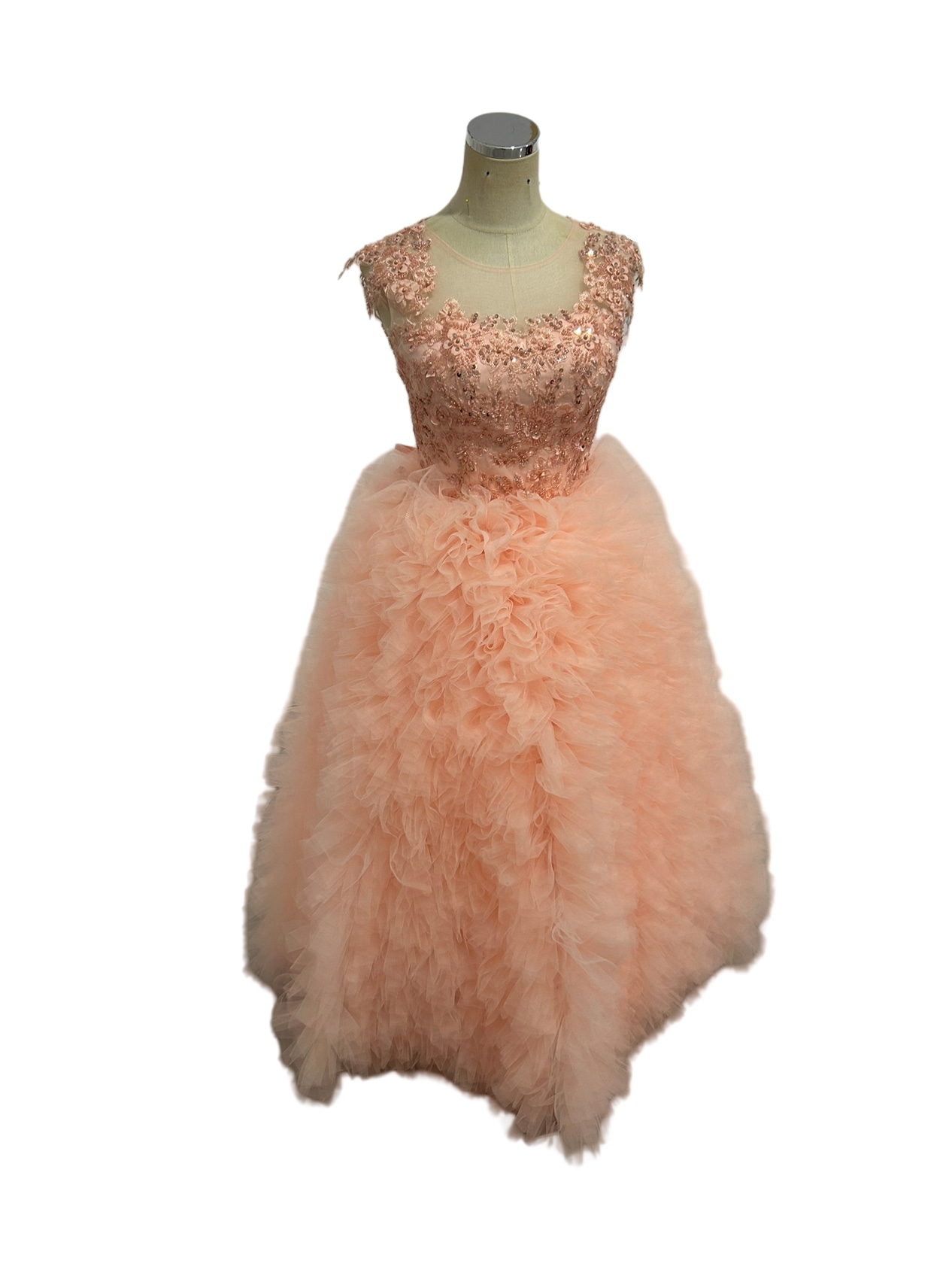 カラードレス 薄ピンク キラキラ光る刺繍 短袖 プリンセスライン ボリュームドレス 花嫁 44,655円