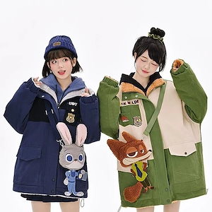 ジャケット・ベースボールシャツ【3日送信】ズートピア ジュディニック 綿服 リバーシブル 冬 コントラストカラー スタンドカラー ジャケット ゆったり 高級 防寒 カップル綿服