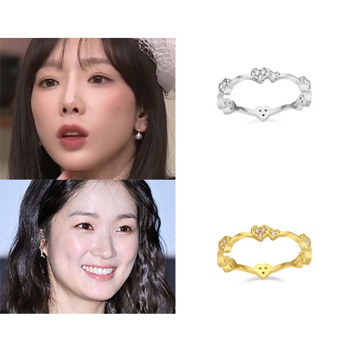 [キムヘユン着用][silver 925] ツーハートウェーブリング/大学生ファッション 韓国人気ファッション 韓国ジュエリー 人気ジュエリー 韓国ファッション