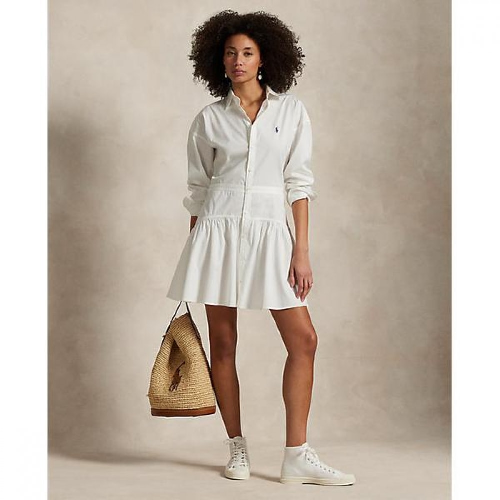 ポロラルフローレン女性用コットンブロードクロスパネルシャツドレス (WMPODRSNFA20862100)
