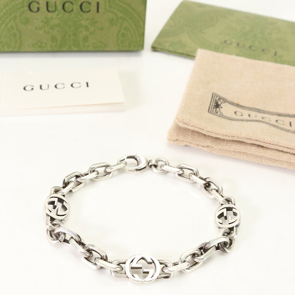 Qoo10] GUCCI 美品 インターロッキングG チェーン シ