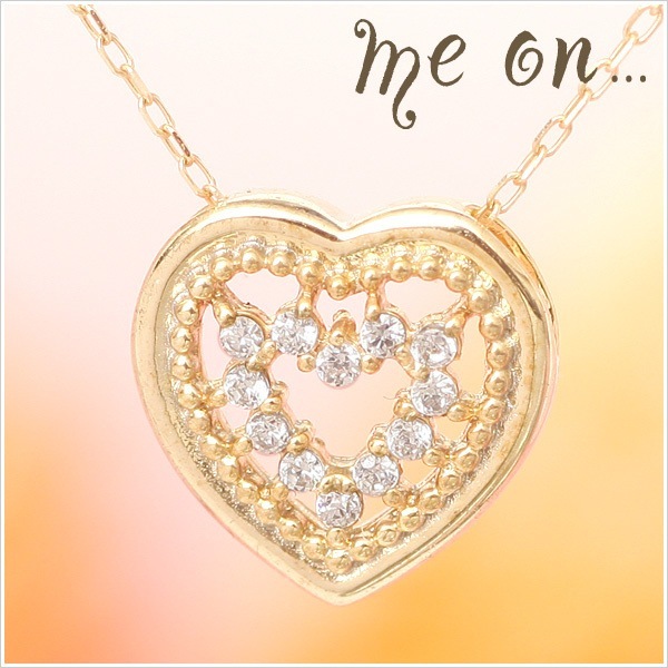 me on... K10イエローゴールド天然ダイヤモンドハートモチーフネックレス 発送目安：２３週間