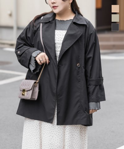 大きいサイズ レディース LL 3L 4L XL XXL XXXL トレンチ風ミドル丈コート