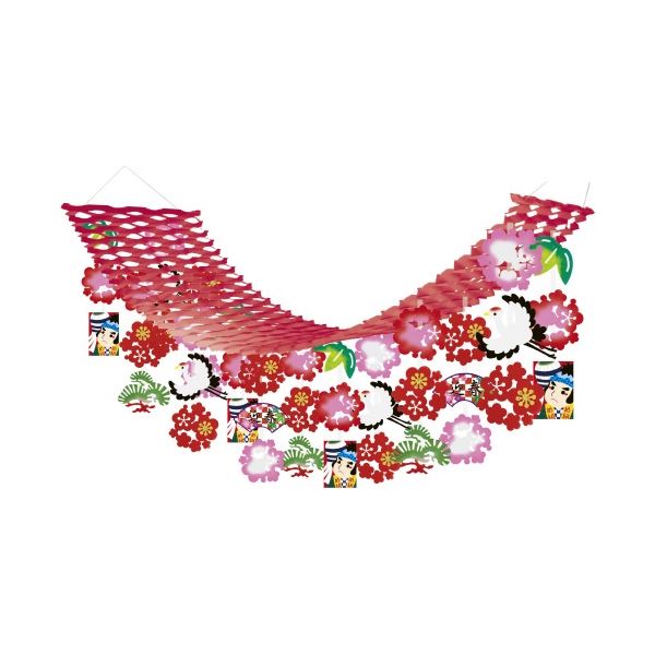 （まとめ） 和凧迎春プリーツハンガー [x2セット]