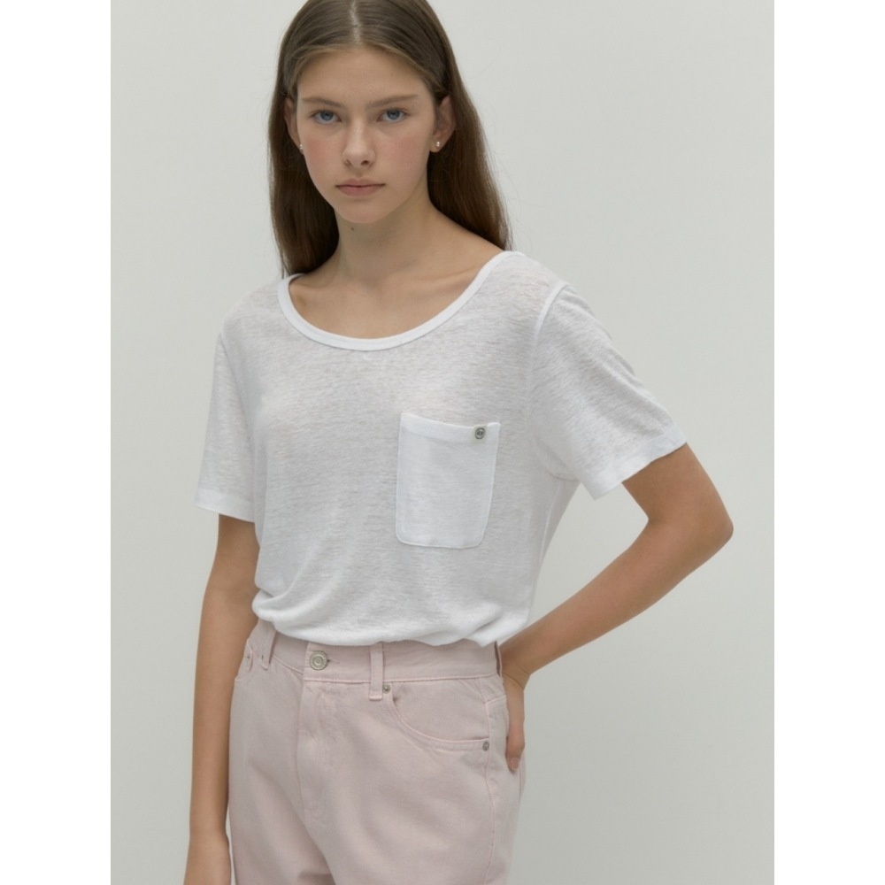 デパウンドベーシック Uネック Tシャツホワイト