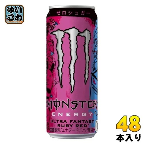 アサヒ モンスターエナジー ウルトラファンタジー ルビーレッド 355ml 缶 48本 (24本入×2 まとめ買い) エナジードリンク 炭酸飲料 ゼロシュガー ピンクグレープフルーツ風味