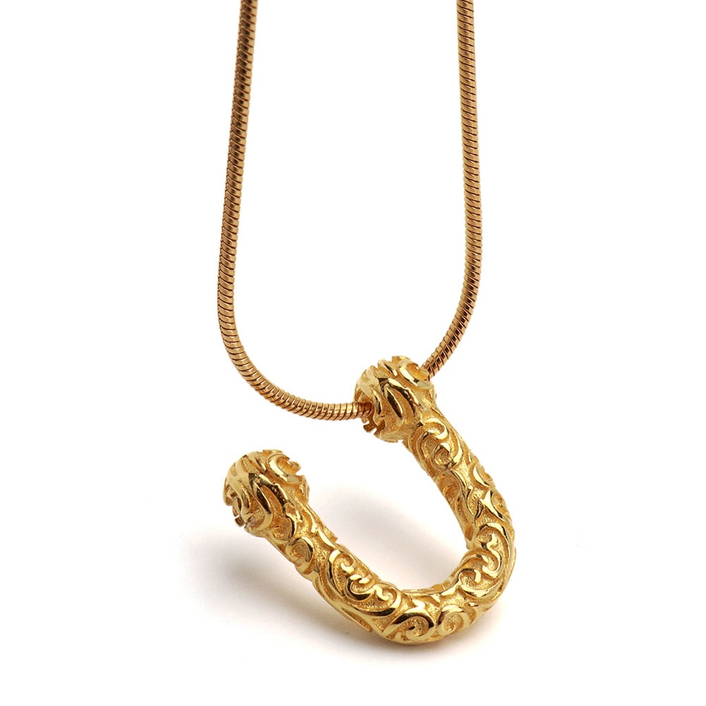 S925 馬蹄ネックレス 唐草模様 [nc040-gold-c031-1mm-es421]