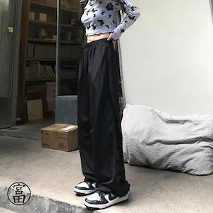 【超お得1つ買うと10個もらえる】カーゴパンツ レディース ロング丈 ハイウエスト 長ズボン ストレートパンツ ゆったり ルーズ ワイドシルエット 無地 春 夏 秋 お洒落