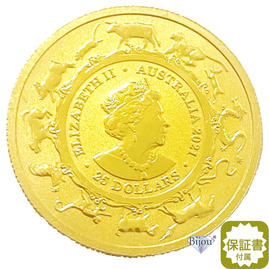純金 干支 金貨 ウシ 牛 1/4オンス 2021年 7.77g 流通品 お守り 干支十二支 クリアケース付 誕生日 ギフト