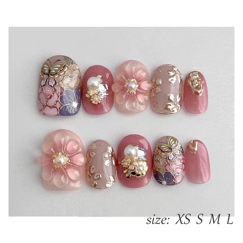ネイルチップ 手作りネイルチップ 和風ネイルチップ 桜 菊 波 金継ぎ 蒔絵 京都 オーダーメイドネイル ハンドペイントネイル 【手作りネイル】オーダーメイド手作り ジェルネイル ネイルシール セルフ 4,371円