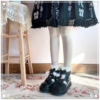 雪小熊ブーツは女性の日は冬加絨で可愛くて厚い底LOLITA底雪靴にぴったりのショートブーツです