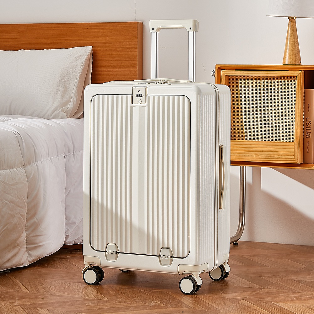 キャリーケース スーツケース フロントオープン ドリンクホルダー 機内持ち込み 360度回転 静音 大容量 軽量 可愛い 旅行/出張/修学/海外旅行 カップホルダー付き USBポート キャリーバック