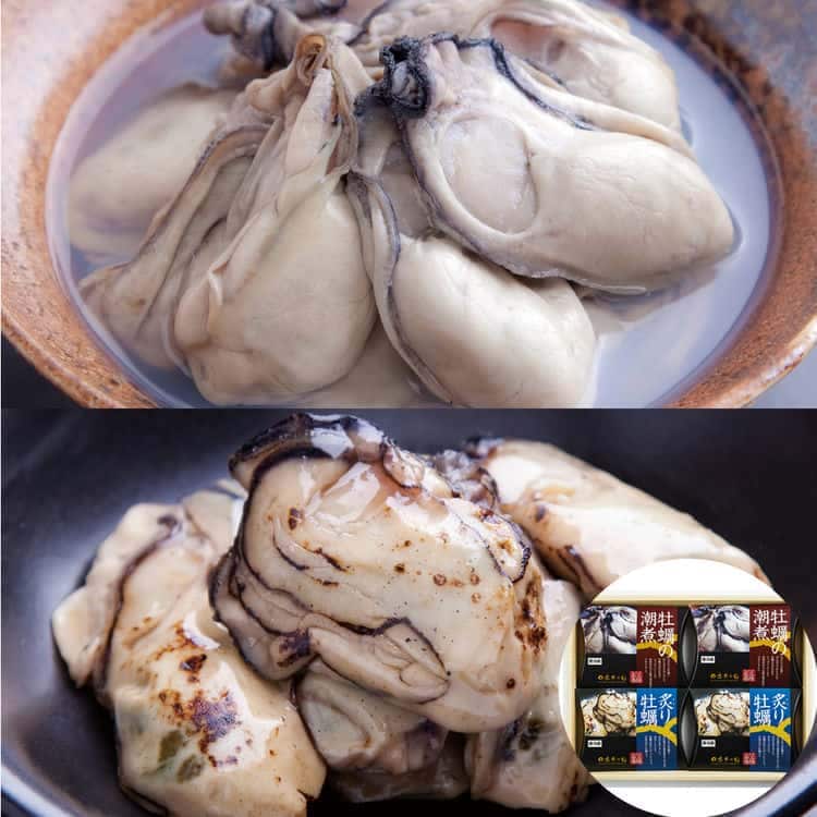 宮城 牡蠣セット (牡蠣の潮煮込170g2炙り牡蠣70g2) 離島は配送不可 5220001 お歳暮 お中元 お土産 ご進物 ギフト 贈り物に最適