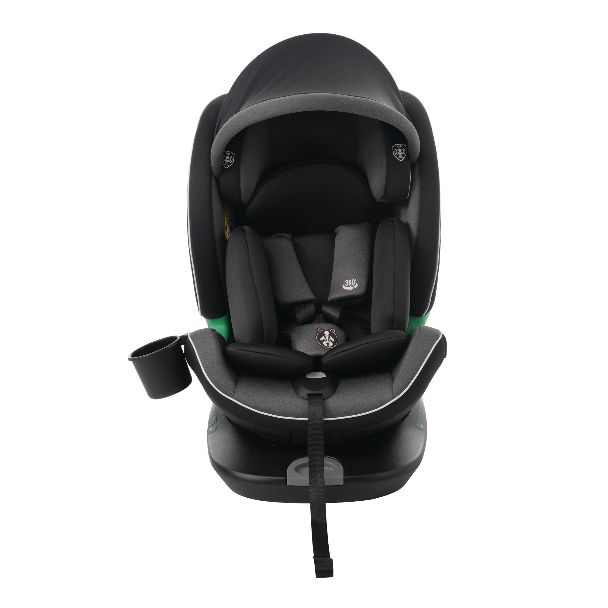 1728【トップテザータイプ】チャイルドシート 新生児 ISOFIX 0歳～12歳 360度回転式 40～150cm ジュニアシート 調節可能 洗える キャノピー付き ベビーシート ドリンクホルダー付